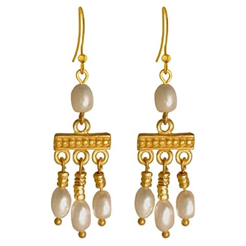 Across The Puddle, Historical Jewelry Collection, 24k GP Roman Crotalia Pompeii Freshwater Cultured Pearls Earrings Cover