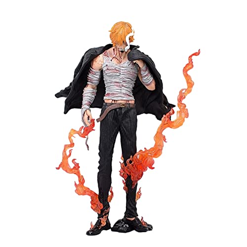 WANSHI Anime Figurine One Piece Sanji Figure, 29 CM Bandage baigné Sanji avec Jambe Effet Flamme Anime Figurines Collection Décoration Modèle Jouets