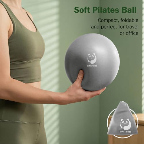 Image of Slim Panda Pilates Ball, 9 Inch Small Exercise Ball, Anti Burst Mini Yoga Ball for Stability, Workout, Barre, Core Strength, Physical Therapy, Balance, Stretching