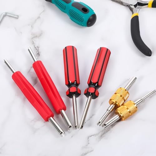 Image of 6Pcs Valve Core Wrench Tools, Tire Valve Removal Tool Installation Kit Single & Dual Head A /C Valve Stem Core Extractor for Car Bicycle Tyre Truck and Air Conditioner