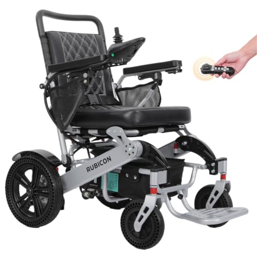 Image of Rubicon DX14 - Longest Range 30 Miles, Airline Approved Electric Wheelchair, Dual 12AH Lithium Batteries, 2x300W Motors, Leather Cushion, Foldable, Lightweight & Powerful (Model20)