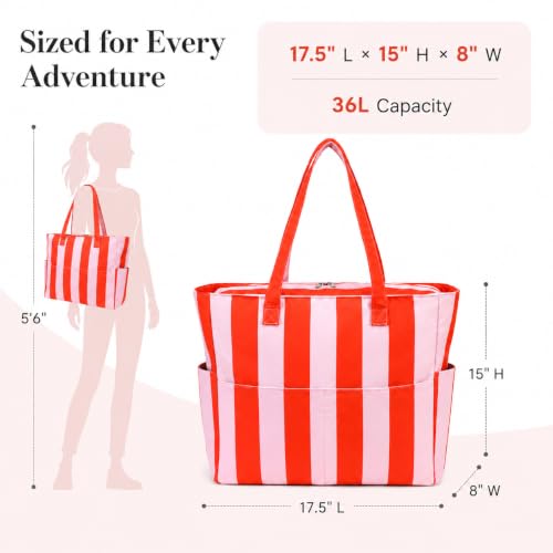 Image of LEDAOU Beach Bag Waterproof Sandproof Women Beach Tote Pool Bag with Zipper for Swim Gym Grocery Travel with Wet Pocket | Sandproof