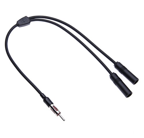 Keple Universal Dual Female DIN Antenna Splitter Cable, Vehicle Aerial Double Female to Male DIN Plug Car Radio Y Shape Adaptor Lead, FM AM Car Stereo Diversity Converter