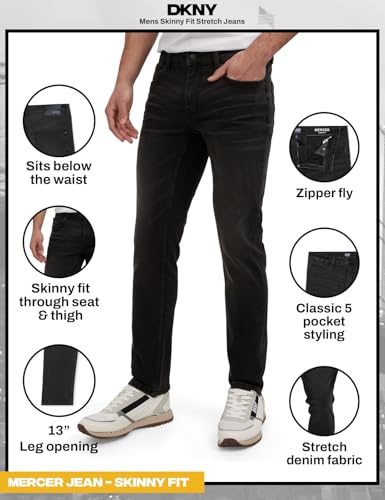 Image of DKNY Mercer Men's Skinny Jeans - Premium Stretch Denim Pants with Classic 5 Pocket Design | Skinny Fit Stretch Jeans for Men