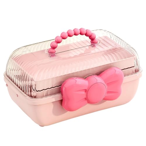 Generisch Organizador para el pelo para niñas, bonita caja de almacenamiento con lazo, caja a prueba de polvo para pinzas y clips, joyero para niños para pinzas para el cabello y tocador, organizador
