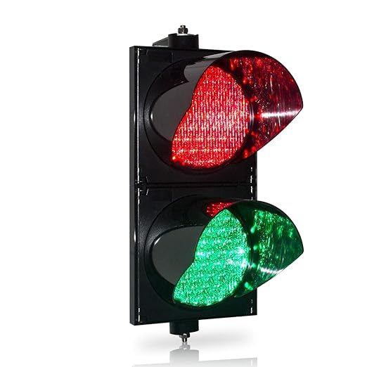 Image of LED Traffic Light, Red and Green Signal Lamp, 2-Section Road Safety Light