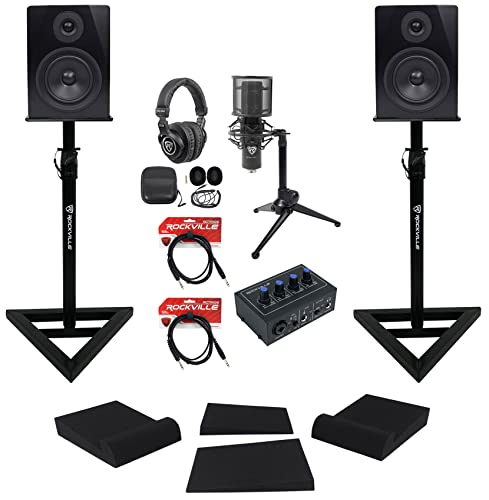 Rockville ROCK-U MINI �R���s���[�^�[�^���C���^�[�t�F�[�X�o���h�� RCM PRO�}�C�N�APRO-M50�w�b�h�t�H���A(2) APM5B�X�s�[�J�[�ARVSM1�X�^���h�ARDTS�O�r�A(2) RRS190S�A�C�\���[�V�����p�b�h&(2) 