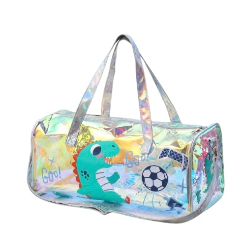 Kids Holographic Unicorn Duffle Bag, Dino/SPACEE Theme Iridescent Rainbow with Star Pattern, Double Handle Perfectt ofr Return Gift,Birthday Gifts Design May Vary-picture-27