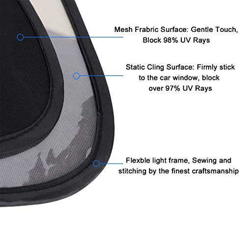 Car Window Shades for Baby 4 Pack, Auto Sun Shiled for Blocking UV Ray Protecting Kids Pets Family- Baby Car Side Window Sun Shades- with 2 Size: 2 Transparent & 2 Semi-Transparent Sunshades