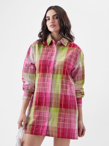 Image of The Souled Store Popsicle Women Full Sleeve Oversized Fit Cotton Multi Color Dresses