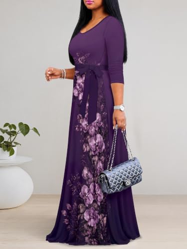 Image of Women's 3 /4 Sleeve Maxi Dress with Pockets