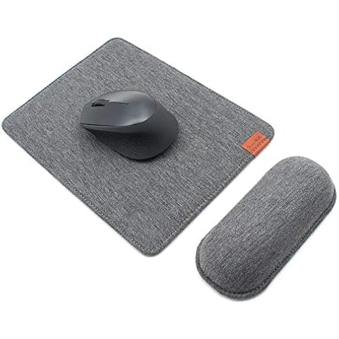 SenseAGE Mouse Mat and Wrist Support Set, Wrist Rest Mouse Pad with Non-Slip Base, Smooth and Durable Surface, Easy Sliding and Wrist Pain Relief, Compatible with Laser and Optical Mice, Dark Gray Cover
