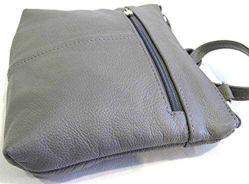 Women's Genuine Leather Small Cross Body Messenger Purse (Grey)4
