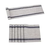 Karlesi Table Runner with Set of 6 Placemats Vinyl Washable Easy Clean for Dining Table...