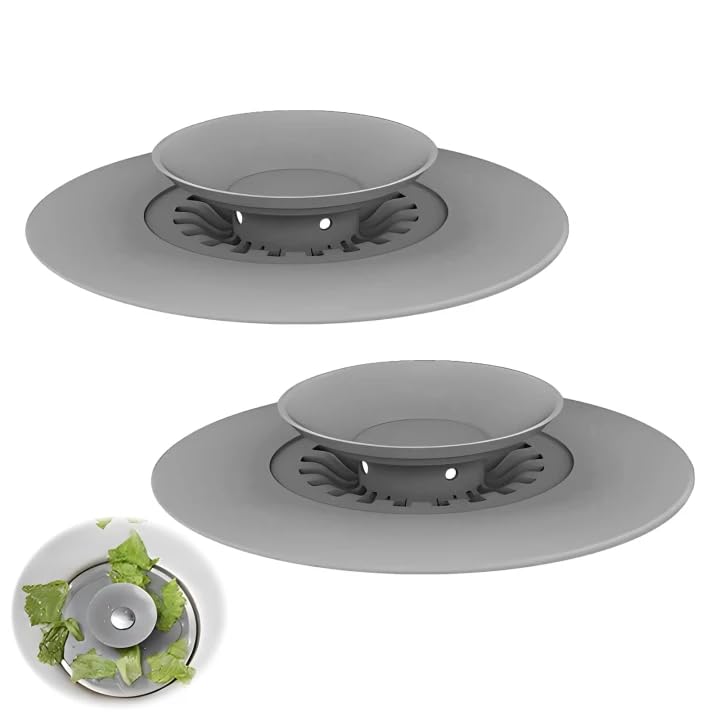 2 Pièces Bouchon Baignoire, 11cm Bouchon D'Écoulement Silicone Pliable, Bouchons Evier Cuisine Pression Universel Bouchons Filtres de Vidage Amovible pour...