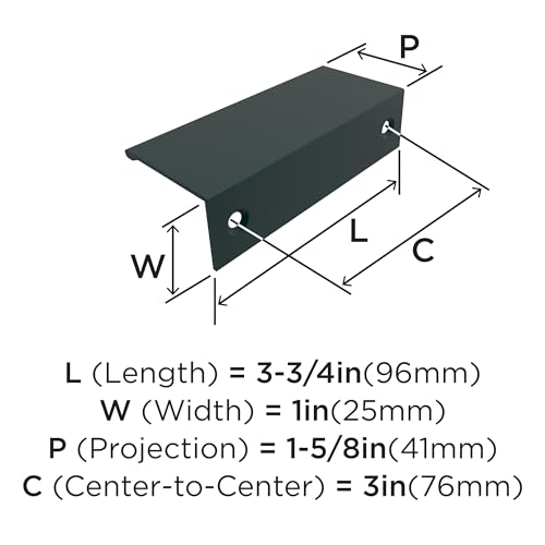Image of Amerock | Cabinet Pull | Matte Black | 3 inch (76 mm) Center-to-Center | Edge Pull | 1 Pack | Drawer Pull | Drawer Handle | Cabinet Hardware