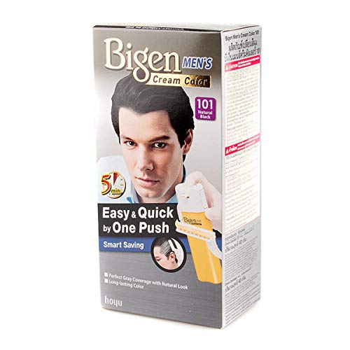 #MG BIGEN Men Cream Color 101 Natural Black 1's-It is Easy-to-use, so You can Cover Gray Hair Quickly and Also unpleasant Smell Will not Bother You During The Application