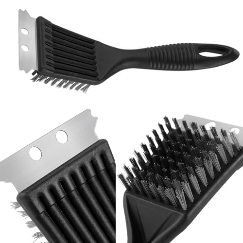 Image of 2 Pack Bird Droppings Cleaning Brush with Scrapper Stainless Steel Bird Cage Brush Bird Poop Remover Birdcage Stain Cleaning Tool for Bird Cage and Surface Cleaner Spray Scrubbing Wipes