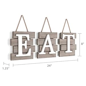 Barnyard designs eat sign kitchen signs wall decor kitchen decorations wall rustic hanging wall decor primitive country farmhouse home and kitchen decor distressed 24 x 8 brownwhite  urban country home decor