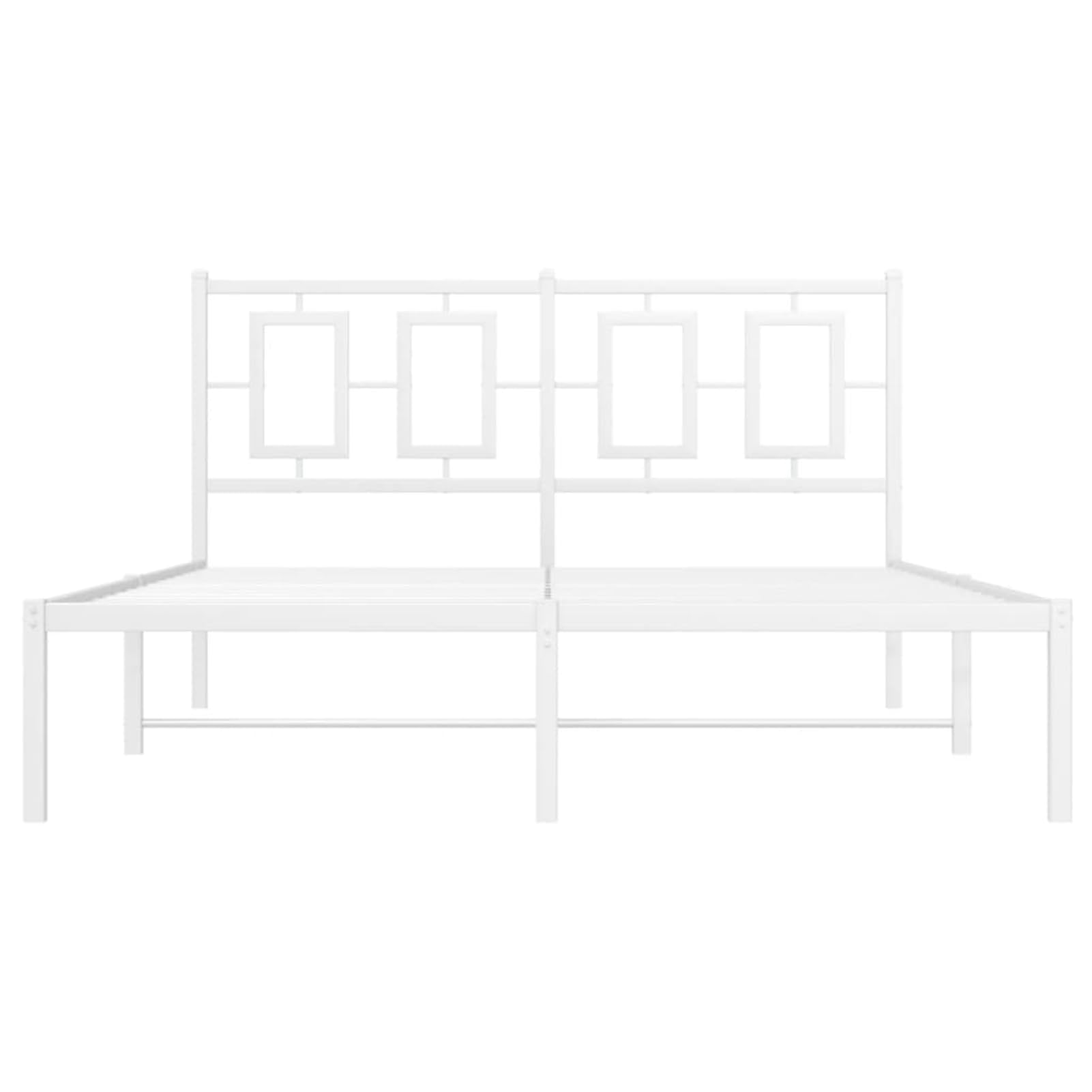 WGYHOME Rama łóżka 140 x 190 cm z zagłówkiem, kolor biały, stal – malowane proszkowo metalowe łóżko ze środkowymi nóżkami i wysokość 26 cm pod łóżko dla dorosłych