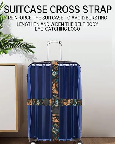 Image of Luggage Straps for Suitcases, Adjustable Travel Belt, Durable Wide Luggage Strap, Cute Suitcase Strap Identifiers with Buckle, Bag Straps for Luggage, Boho Butterfly