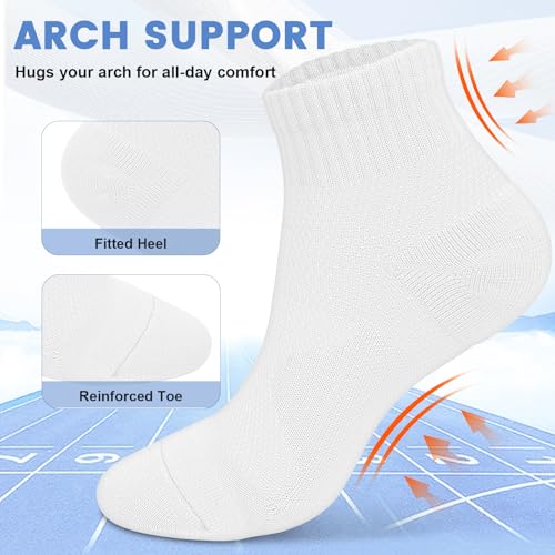 Image of DHSO 7 Pairs Cushioned Ankle Compression Socks for Women Running Wicking Socks with Arch Support