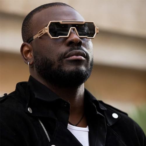 Junsika Retro Steampunk Sunglasses for Men Fashion Cool One Piece Irregular Metal Frame Sunglasses4