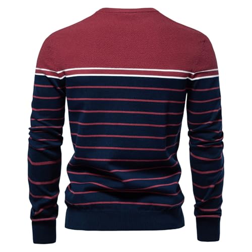 Mens Sweater 2024 Striped Crewneck Sweater Casual Knitted Color Block Sweater Stylish Sweater Tops Pullover2