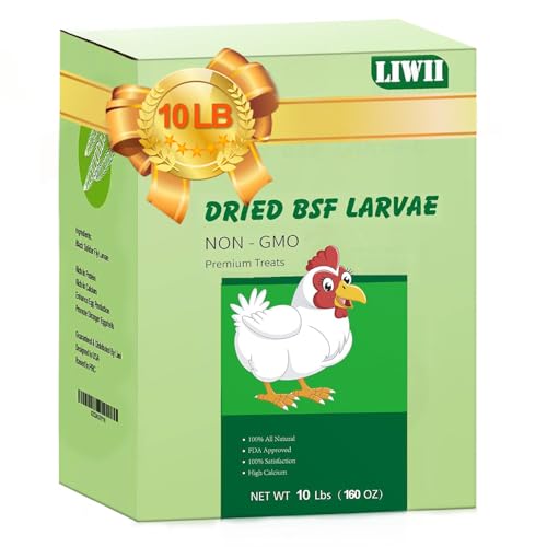 LIWII 5LB Dried Black Soldier Fly Larvae, 86X Calcium Than Dried Mealworms, High Protein Non-GMO Organic Chicken Feed