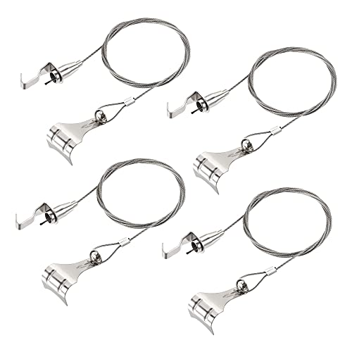 Image of uxcell Picture Hanging Wire Kit, 4Set 1.5M Hanging Wire with Large S-Hook for Home Picture Art Gallery Picture Display Kit, Load 66 Lbs