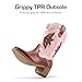 DREAM PAIRS Girls Cowgirl Cowboy Boots Western Fashion Mid Calf Boots,Size 4 Big Kid,Pink/Brown,SDBO2417K