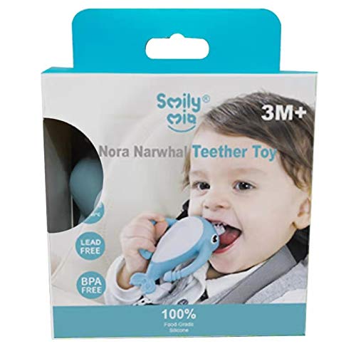 Miniatura 8 de Smily Mia Narwhal Silicone Baby Teething Toys for 3-6 6-12 Months, Teething Relief Toys, Food Grade Silicone Teether Baby Toys, Sensory Toys for
