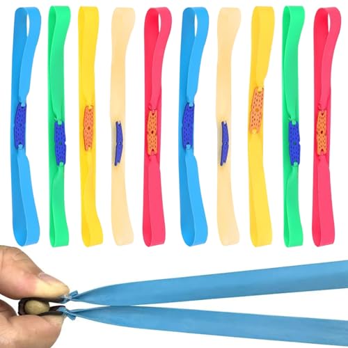 Pulsera de tiras sin marco 10 pcs bandas de reemplazo de chapas elásticas de elástica plana Cuttable portátil con bolsa de microfibra Tubo de disparo de hojas de goma silenciosa para caza, color