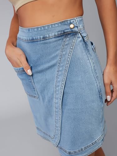 Image of Dolce Crudo Women's Flared High-Rise Stretchable Denim Maxi Skirt