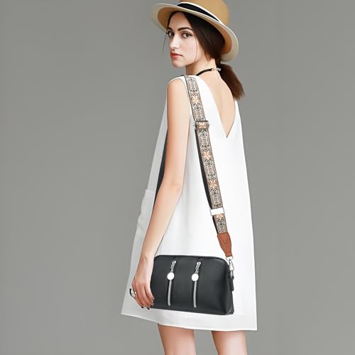 Image of Purse Strap,1.5 inch Leather End Shoulder Strap Adjustable Replacement,Retro Multi-Pattern Crossbody Bag Straps