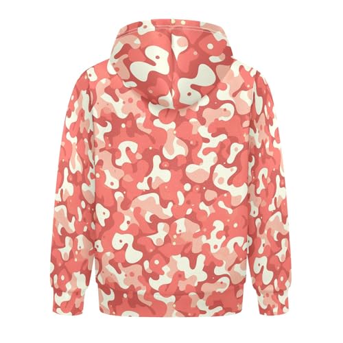 KLL Red Gray Camouflage Boys Girls Sweatshirts Fashion Hooded Pullover Hoodies with Kangaroo Pocket2