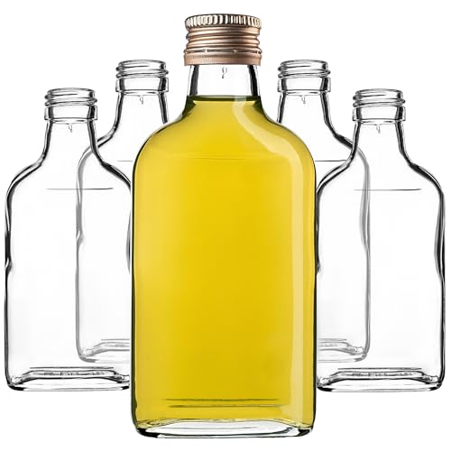 KADAX Lot de 5 petites bouteilles en verre avec bouchon à vis, 200 ml, vides à remplir