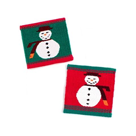 Cork & Leaf Handwoven Christmas Coasters. - Best For Gifts or Stocking Stuffers and Home Use. Christmas Coasters For Drinks (Jolly snowman, 2) Cover