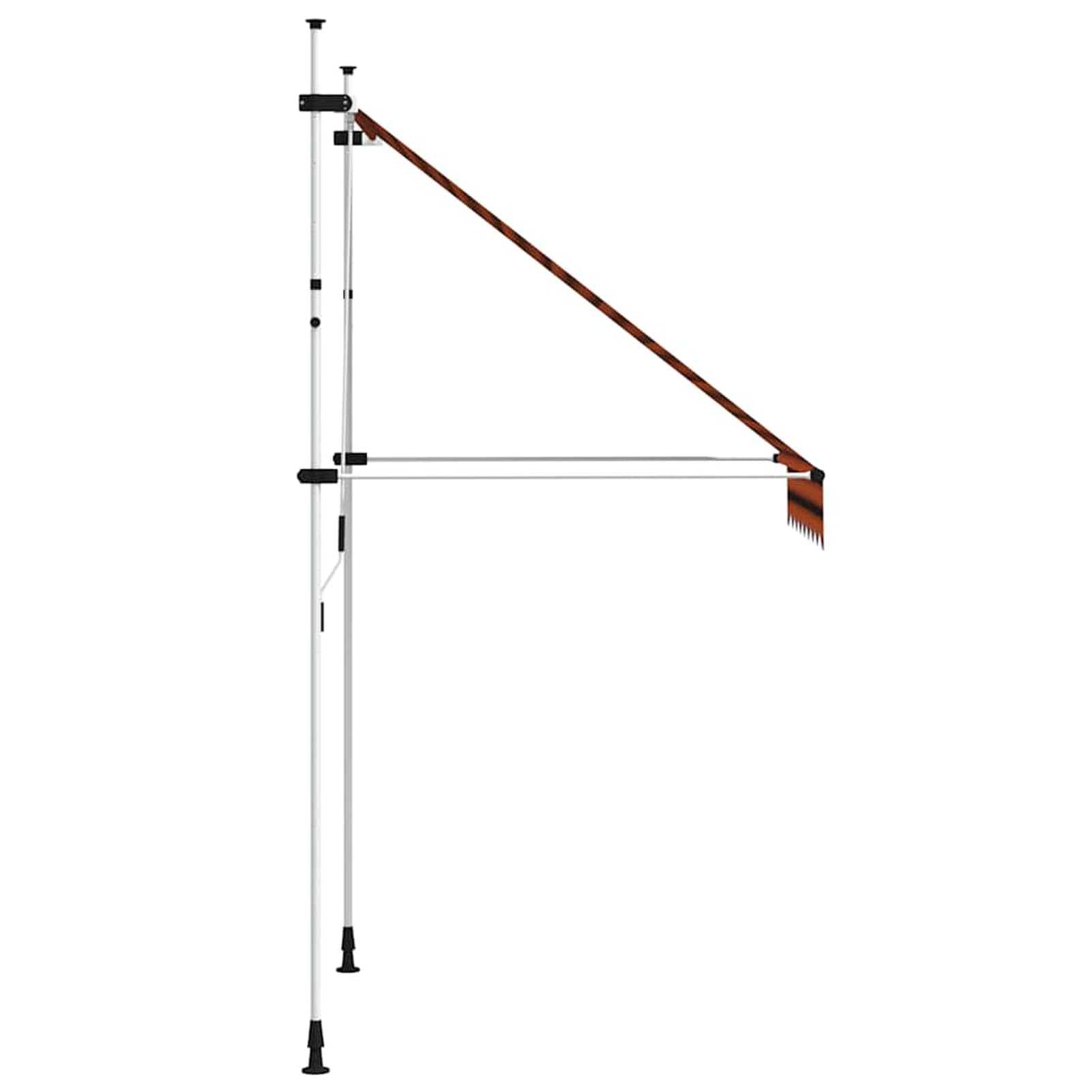 Wysuwana markiza balkonowa, obsługiwana ręcznie, 150 cm, pomarańczowa i brązowa, bez wiercenia, z korbą ręczną, aluminiowa markiza odporna na promieniowanie UV, regulacja wysokości i działanie