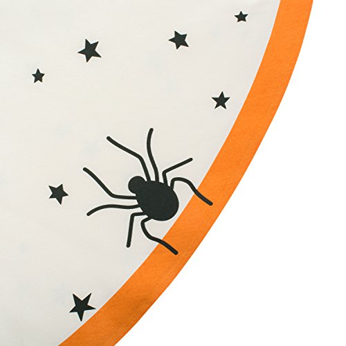 Dii Halloween Tabletop Collection Bold Black Stars/Spooky Spider With Orange Border On Off-White Natural Background, Machine Washable, 70" Tablecloth #TOP1