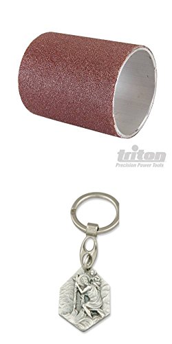 Preisvergleich Produktbild Triton Schleifhülse für TRPUL-Schleifwalze, Schleifhülse, 80er Körnung, Hobel, Schleifwalze, Elektrohobel, Schleifrolle (929977539780) mit Anhänger Hlg. Christophorus