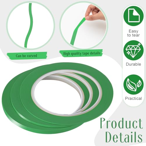 Image of Nezyo 6 Pcs Vinyl Pinstripe Tapes Masking Painter Tapes High Temperature Low Tack Automotive Car Paint for Easy Removal Trim Thin Finishing Masking(Green,1 /16,1 /8, 1 /4 Inch)