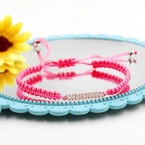 Image of Hand-woven String and Tennis Zircon Bracelet, Stylish Retro Adjustable Bracelet BFF Cubic Zirconia Crystal Women's Love Friendship Jewelry