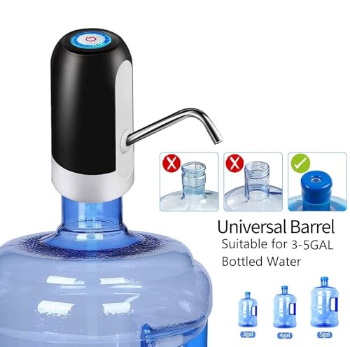 Image of Myvision Automatic Drinking Water Pump,USB Charging,Portable Electric Water Dispenser Switch for Universal 5 Gallon Bottle - Black