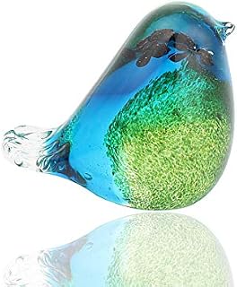 BONAKULA Glass Bird Figurine Handmade Blown Art Sculpture Animal Statue Collectible Desk Decoration Ornaments (1#)