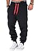 Produktbild L.A.B 1928 Herren Jogginghose Trainingshose Sporthose Fitness Jogg Japan Kosmo Style Hose LAB-7004 (XL, Anthrazit/Rot)