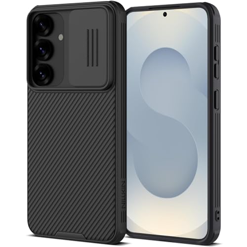 Image of Nilkin Classic Series Compatible for Samsung S25 Case with Camera Cover, [Camera Lens Protector] [Scratch-Resistant] [360 Full Protection] Shockproof Slim Phone Case (Black, S25)