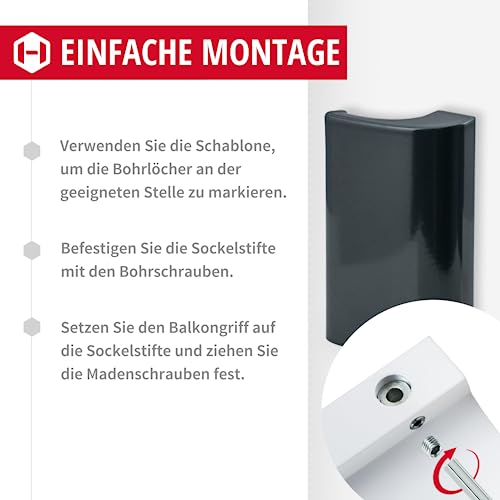 Gedotec Balkontürgriff außen Aluminium [Made in EU] Stabiler Balkontür Griff mit Schrauben I Griff Balkontür außen in Grau I Terassentürgriff außen mit einer Länge von 82mm I Türgriff Balkontür außen