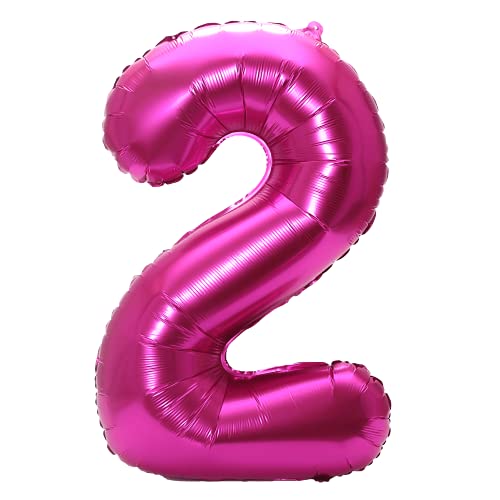 Image of YPSelected 32 Inch Large Foil Helium Number Balloon Birthday Wedding Party 0-9 (Rose Red, 2)