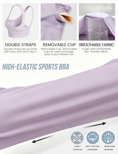 Image of Sports Bras for Women, Light Support Push Up Sport Bra Workout Built in Bra Scoop Neck U Back Yoga Sports Bra